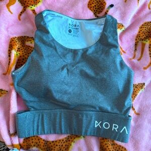 Kora Grey Cut Out Cropped Sports Bra Top Size Small
